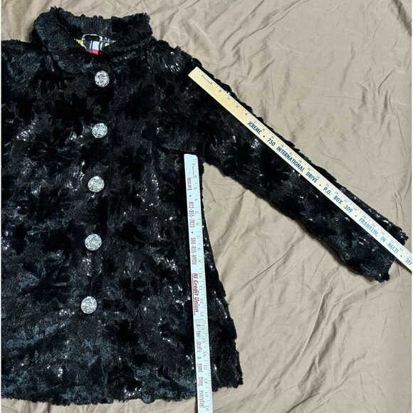 Isle Faux Fur Black Coat Textured Women's Medium Dressy Formal Goth - Picture 3 of 9